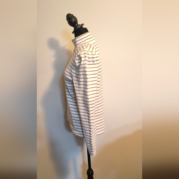 J.crew white & gold Turtle neck top Long Sleeve size large - Picture 4 of 9